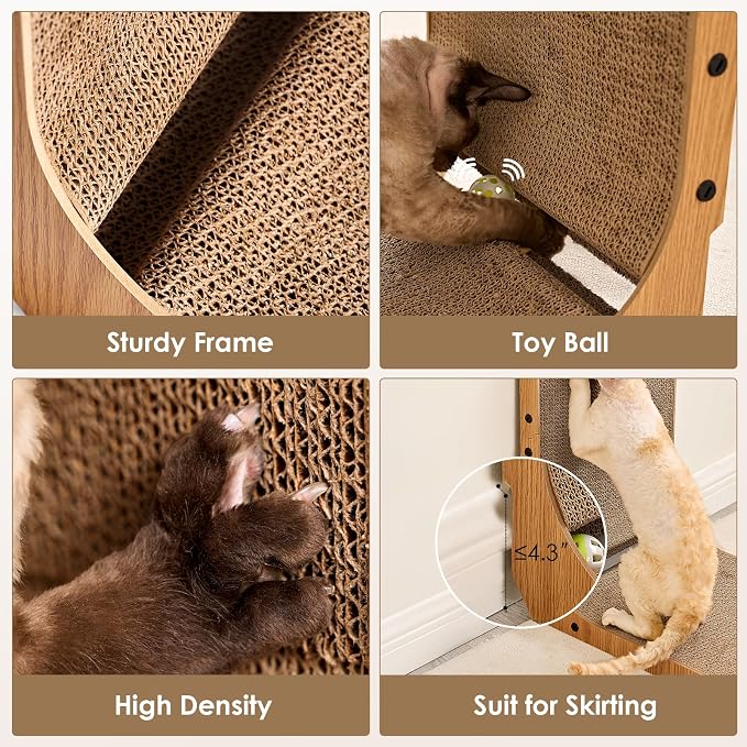 EHEYCIGA Cardboard Cat Scratcher for Indoor Cats, 26.8 Inch, Brown