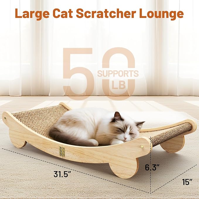 Extra Large 31.5 Cat Scratcher Bed - Sisal-Style Lounge for Indoor Cats