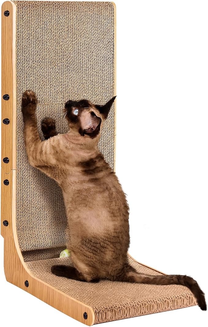 EHEYCIGA Cardboard Cat Scratcher for Indoor Cats, 26.8 Inch, Brown
