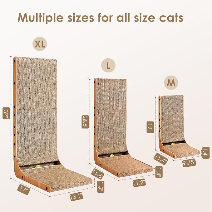 EHEYCIGA Cardboard Cat Scratcher for Indoor Cats, 26.8 Inch, Brown